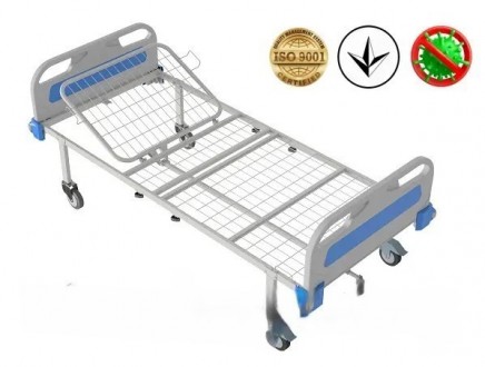 Кровать медицинская функциональная АТОН КФ-2-МП с пластиковыми перилами и колеса. . фото 2