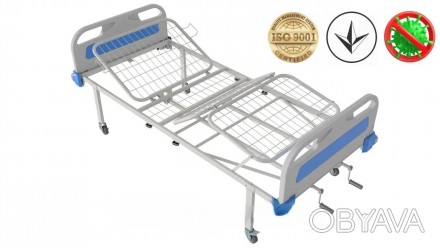 Кровать медицинская функциональная АТОН КФ-4-МП с пластиковыми перилами и колеса. . фото 1