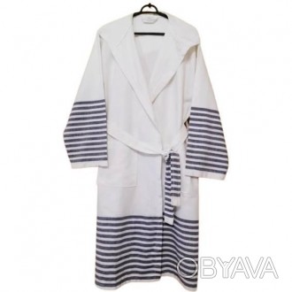 Женский халат с капюшоном в баню и сауну на пляж или СПА белый, 100% Хлопок, пр-. . фото 1