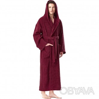  Мужской длинный банный махровый халат, бордовый очень большого размера 66, Гули. . фото 1