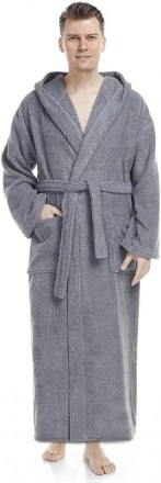  Мужской длинный банный махровый халат, серый очень большого размера 66, Гуливер. . фото 4