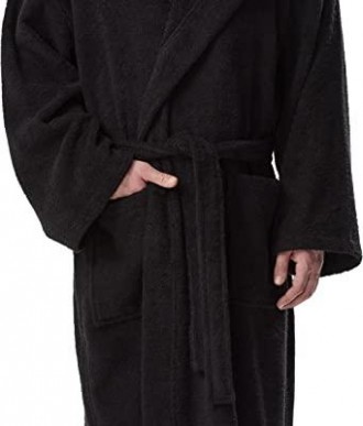 Турецкий черный мужской махровый халат, банный, натуральный р-р XХL 52-54 100% Х. . фото 6