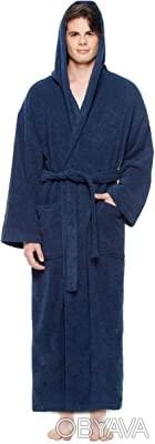  Мужской длинный банный махровый халат, синий, большого размера 58-60, Гуливер 1. . фото 1