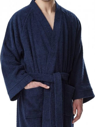 Турецкий синий мужской махровый халат, банный, р-р L\XL 56-58 100% Хлопок, Турци. . фото 3
