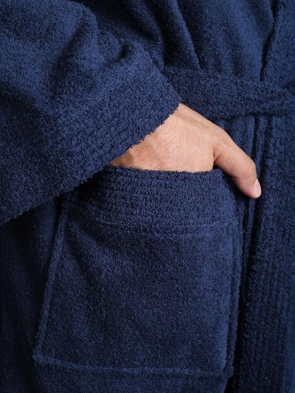 Турецкий синий мужской махровый халат, банный, р-р L\XL 56-58 100% Хлопок, Турци. . фото 4