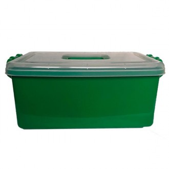Великий пластиковий контейнер зеленого кольору для зберігання деталей конструкто. . фото 4