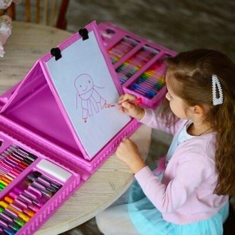 Большой художественный набор для детского творчества для рисования в чемоданчике. . фото 3
