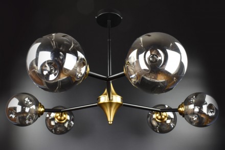 Люстра потолочная на 6 лампочек MD8023/6-gd-gr Латунь 30х94х94 см.. Одесса. фото 1