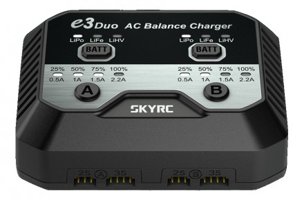 Зарядное устройство дуо SkyRC e3 duo 20Wx2 2.2A с/БП для Li-Pol/Li-Fe/Li-HV 2-3S. . фото 2
