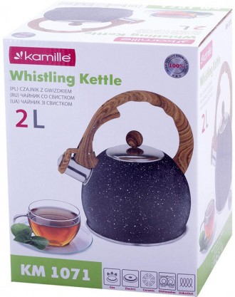 Чайник Kamille Whistling Kettle Marble со свистком для ароматного чая и семейног. . фото 8