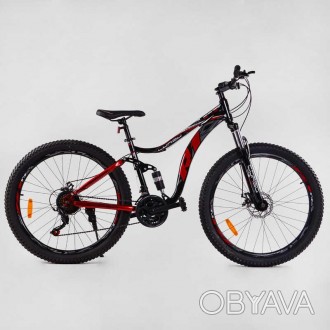 ![CDATA[Велосипед спортивний CORSO «R1», 27,5 дюймів НАПІВФЕТ, сталева рама 17” . . фото 1