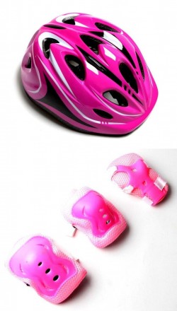 Защитный комплект "Роллер" со шлемом, розовый
Защитный шлем можно использовать п. . фото 2