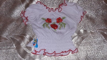 Блузочка Вышиванка для девочек, размеры 26 , на возраст от 9месяцкв до 1,5 года.. . фото 1