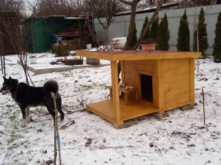 Деревянная будка с навесом для собаки LNK "Аксель", для больших пород (100*120*7. . фото 5