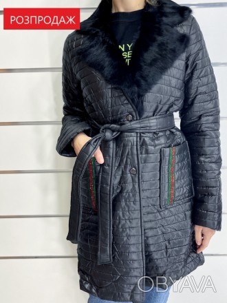 Молодежное женское пальто c натуральным мехом / куртка под известный бренд 44/46. . фото 1