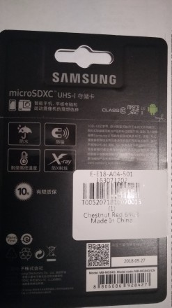 Оригінальний "Samsung" UHS-3 64GB Micro SDXC Memory Card. 
Class 10 \. . фото 10