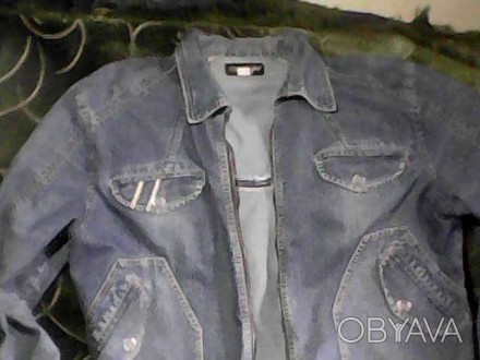 Продам мужскую джинсовую коттоновую куртку-пиджак,б/у,но в хорошем состоянии.Под. . фото 1