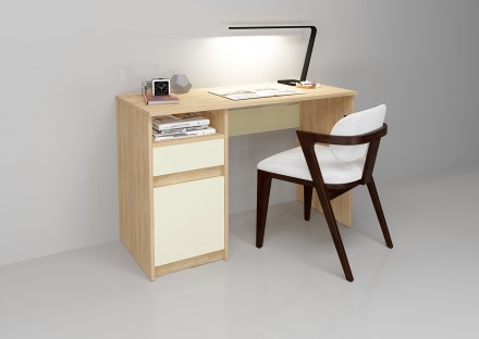
Комп&apos;ютерний стіл Jusk A Мигдаль / Дуб Сонома : стильна і сучасна модель в. . фото 2