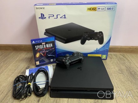 Комплектація:
- Sony Playstation 4 Slim
- Контролер (оригінал)
- HDMI, кабель. . фото 1