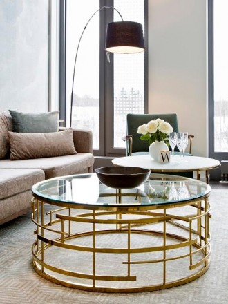 
Журнальний столик LIVIA прозорий / золотий : стильна і сучасна модель від мебле. . фото 3