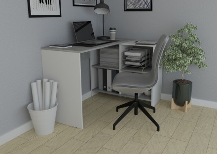 
Комп&apos;ютерний стіл Stiven 1200x918 Білий / Сірий : стильна і сучасна модель. . фото 2
