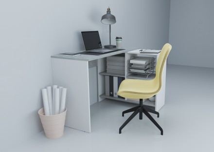 
Комп&apos;ютерний стіл Stiven 1200x918 Білий / Сірий : стильна і сучасна модель. . фото 3