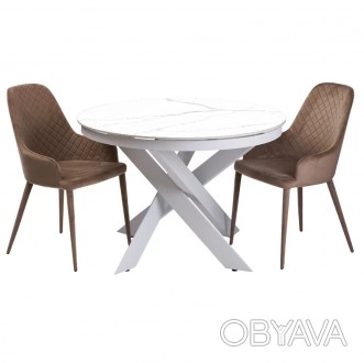 
Moon Volakas white стіл розкладний кераміка 110X110(140) Білий : стильна і суча. . фото 1