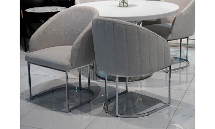 
Стілець Ешлі світло-сірий метал сидіння тканина 500x500x850 хром : стильна і су. . фото 4