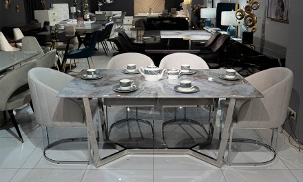 
Стілець Ешлі світло-сірий метал сидіння тканина 500x500x850 хром : стильна і су. . фото 6