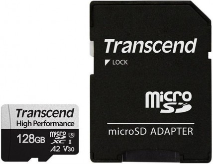 Карта пам`ятi MicroSDXC 128GB UHS-I/U3 Class 10 Transcend 330S R100/W85MB/s + SD. . фото 2