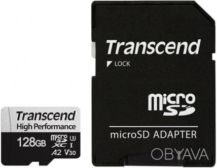 Карта пам`ятi MicroSDXC 128GB UHS-I/U3 Class 10 Transcend 330S R100/W85MB/s + SD. . фото 1