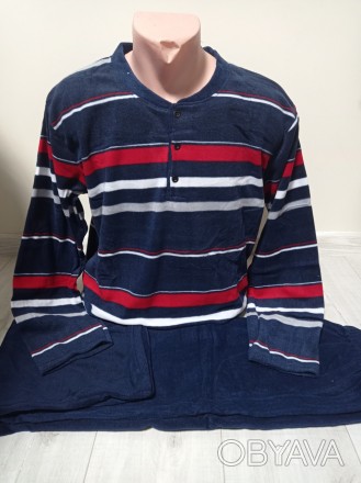 Подростковая пижама для мальчика подростка теплая Турция Полоска на 12-18 лет ма. . фото 1