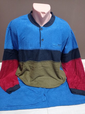 Чоловіча піжама тепла махра з мікроначосом Батал В'єтнам 50-62 розміри синя сіра. . фото 5