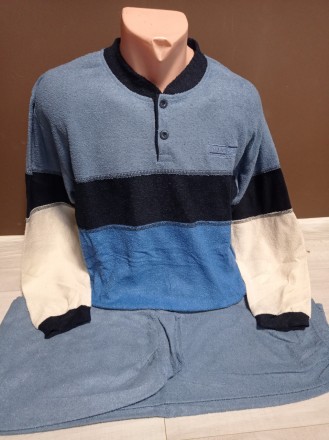 Чоловіча піжама тепла махра з мікроначосом Батал В'єтнам 50-62 розміри синя сіра. . фото 2