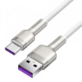 Кабель Baseus Cafule Metal 66W USB-USB-C, 1м, White 
 
Отправка данного товара п. . фото 3