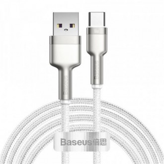 Кабель Baseus Cafule Metal 66W USB-USB-C, 1м, White 
 
Отправка данного товара п. . фото 2