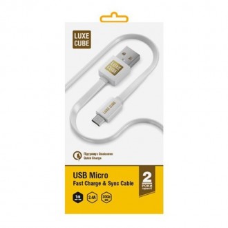 Кабель Luxe Cube Flat USB-microUSB, 1м, білий 
 
Отправка данного товара произво. . фото 2