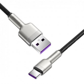 Кабель Baseus Cafule Metal 66W USB-USB-C, 1м, Black 
 
Отправка данного товара п. . фото 3