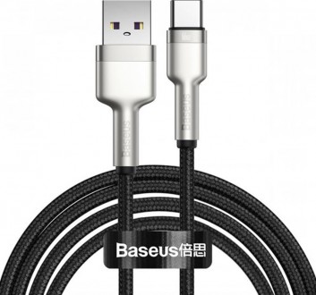 Кабель Baseus Cafule Metal 66W USB-USB-C, 1м, Black 
 
Отправка данного товара п. . фото 2