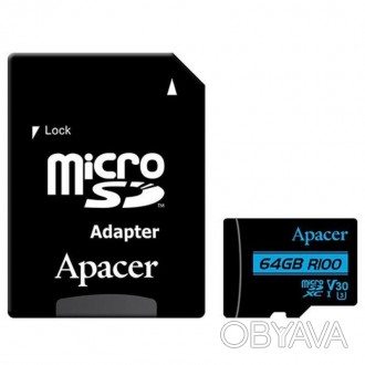 Карта пам`ятi MicroSDXC 64GB UHS-I/U3 Class 10 Apacer + SD adapter 
 
Отправка д. . фото 1