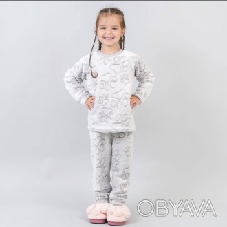 Теплая пижама для девочки состоит из теплой кофты и штанишиек.Материал пижамы - . . фото 1