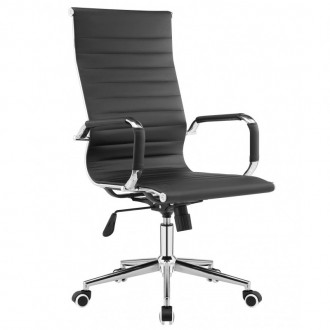 Офисное кресло с высокой спинкой, прочная основа из хромированной стали, обивка . . фото 2