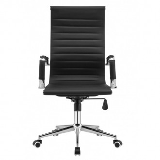 Офисное кресло с высокой спинкой, прочная основа из хромированной стали, обивка . . фото 4