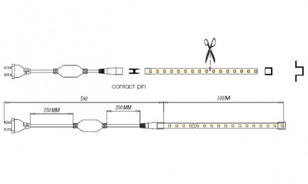 Кабель живлення PROLUM™ для LED стрічки 220V - 5ММ Комплектуючі окремо від основ. . фото 5