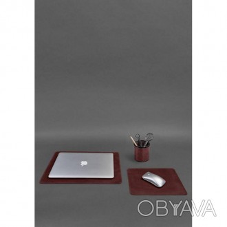 Шкіряний настільний набір складається з трьох предметів: килимок під ноутбук, пі. . фото 1
