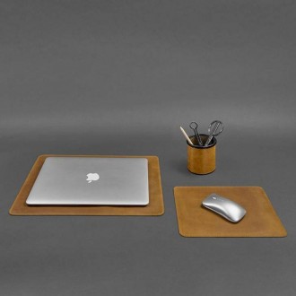 Кожаный настольный набор состоит из трех предметов: коврик под ноутбук, подкладк. . фото 11