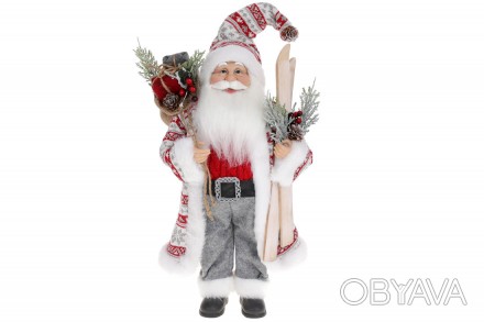 Новогодняя игрушка Санта с лыжами 46см, цвет – белый с серым.
Размер 20.5*13*46с. . фото 1