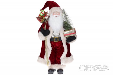 Новогодняя игрушка Санта с елкой 60см с LED подсветкой, цвет - бордо.
Размер 60с. . фото 1