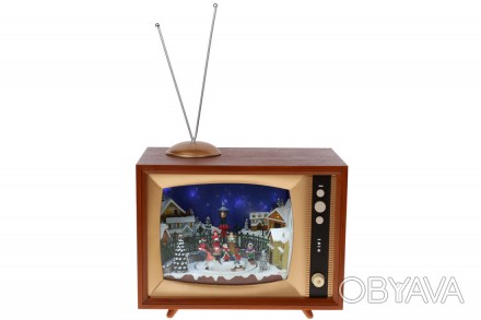 Новорічний музичний декор "Телевізор" з LED підсвічуванням і елементами, що руха. . фото 1