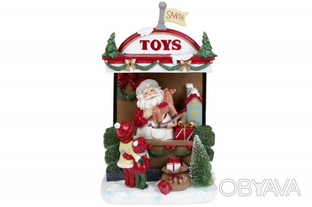 Декор новогодний Санта в магазине игрушек с LED подсветкой, 33см.
Размер 22*14*3. . фото 1